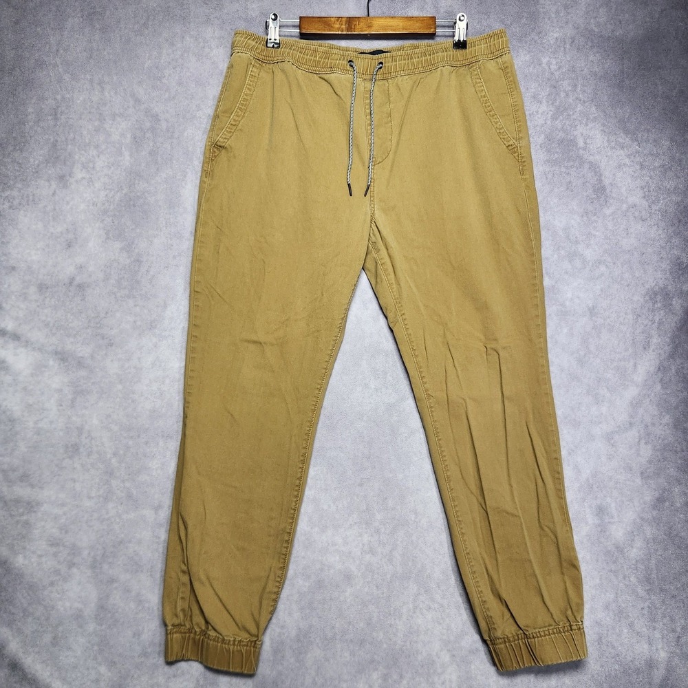 Aeropostale Men's Joggers Pants‎ Size L Tan Brown Khaki Drawstring Waist Casual